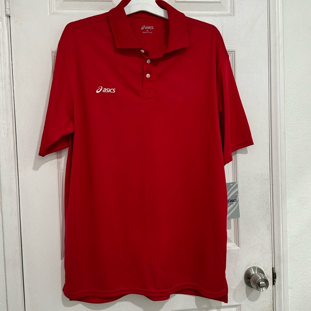 Brand new ASICS Red polo shirts For Men Size XL. Made in USA